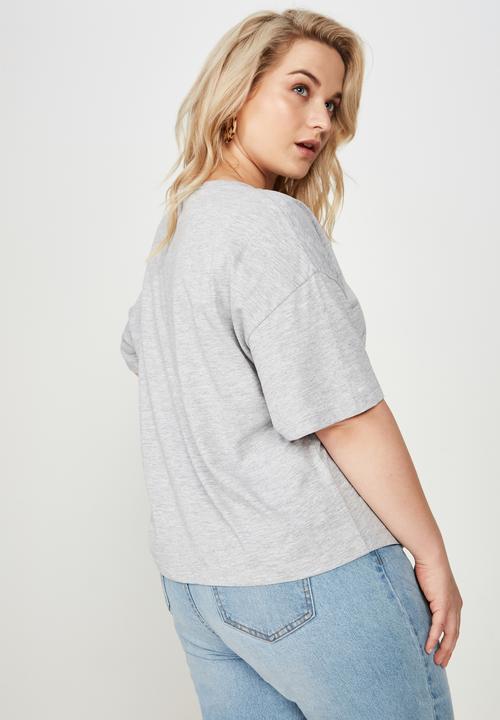 Cotton On - Curve relaxed v neck tee  - grey