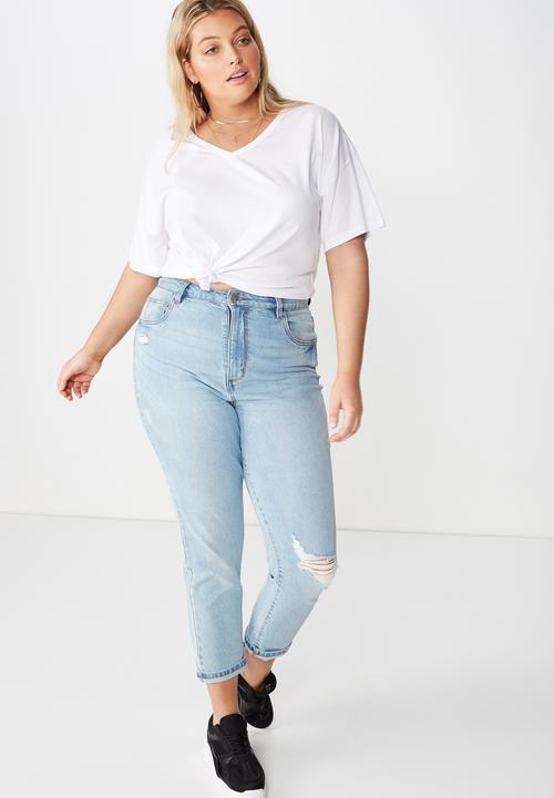 Cotton On - Curve relaxed v neck tee  - white