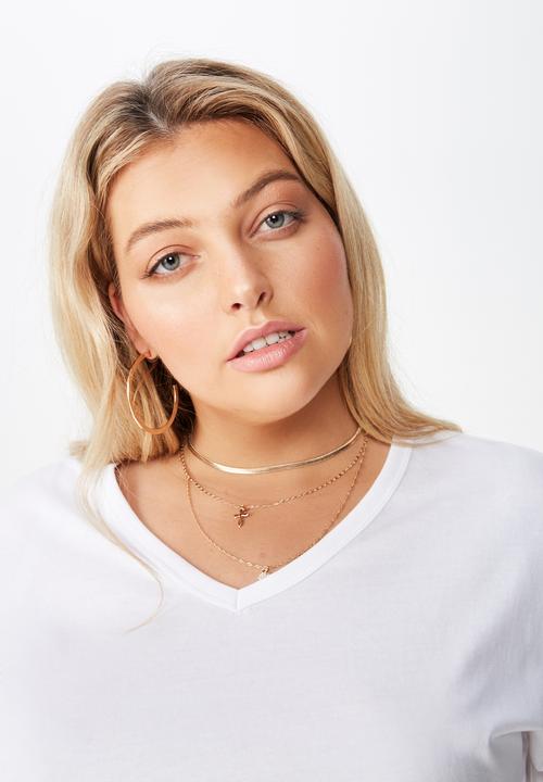 Cotton On - Curve relaxed v neck tee  - white