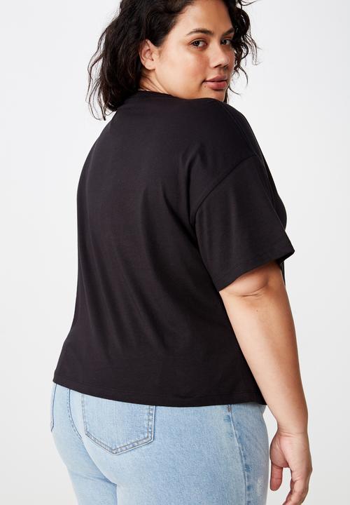 Cotton On - Curve relaxed v neck tee  - black