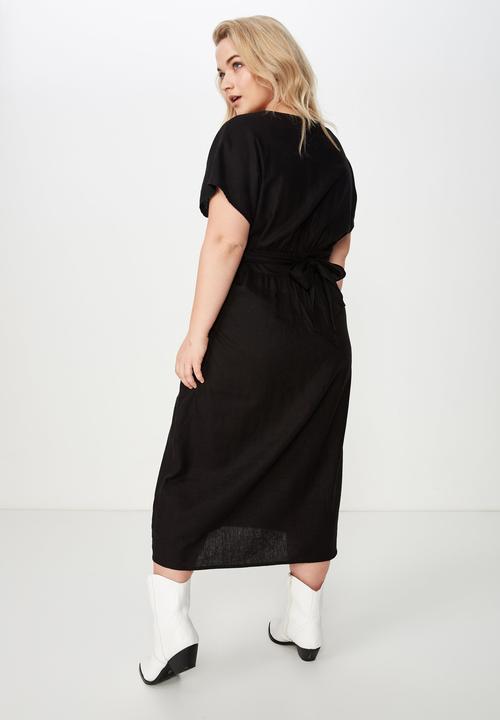 Cotton On - Curve button front midi dress  - black