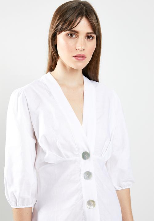 STYLE REPUBLIC - Volume sleeve front button dress - off white
