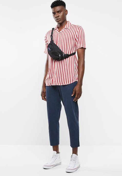 Only & Sons - Wayne short sleeve striped viscose shirt - red