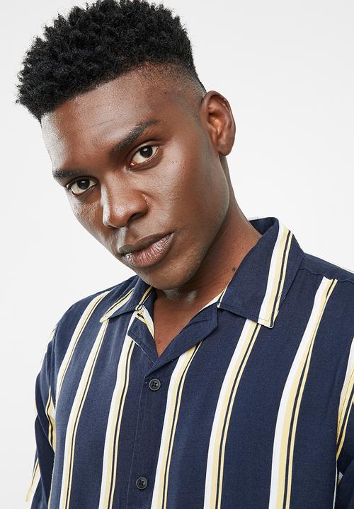 Only & Sons - Wayne short sleeve new striped viscose shirt - yellow