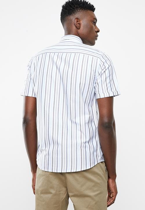Only & Sons - Travis short sleeve striped shirt - blue