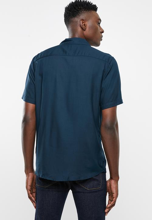 Only & Sons - Mark short sleeve short viscose striped shirt - navy