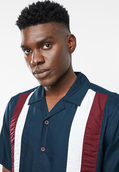 Only & Sons - Mark short sleeve short viscose striped shirt - navy