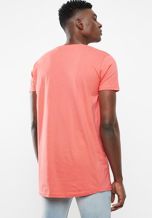 Brave Soul - Harrele longer length tee - coral pink