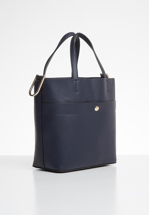 MANGO - Pebbled shopper bag - navy