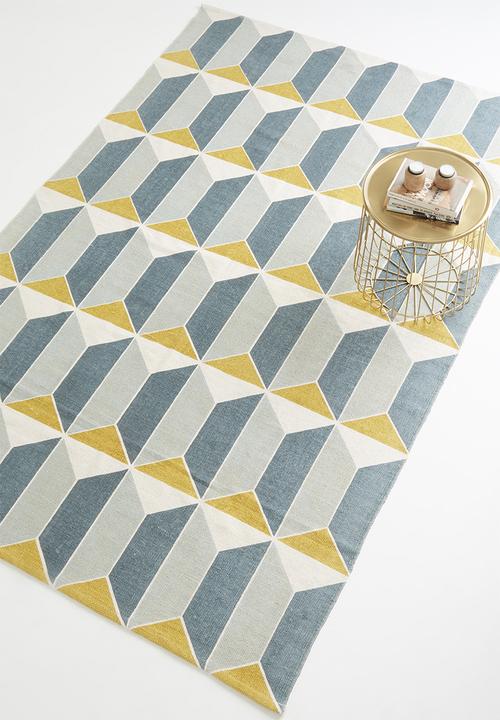 Sixth Floor - Reine printed rug - grey & yellow
