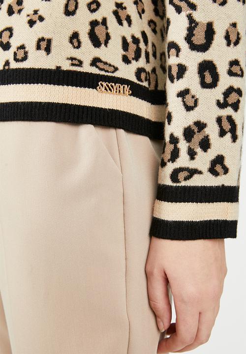 SISSY BOY - Animal print knit cardigan - beige & black 