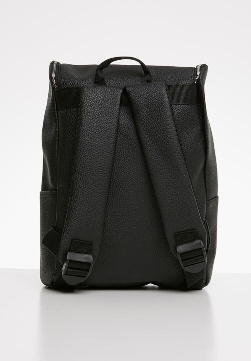 Superbalist - Zip detail faux leather backpack - black