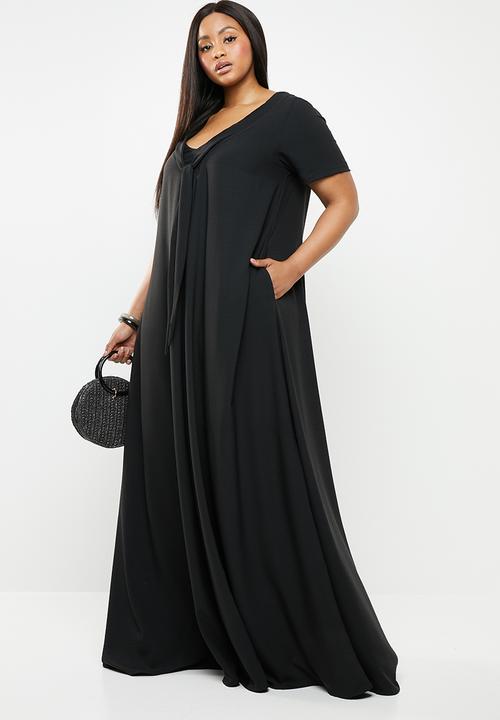 AMANDA LAIRD CHERRY - Plus size pulane maxi dress - black