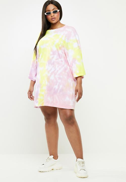 Missguided - Curve tie dye T-shirt dress - multi