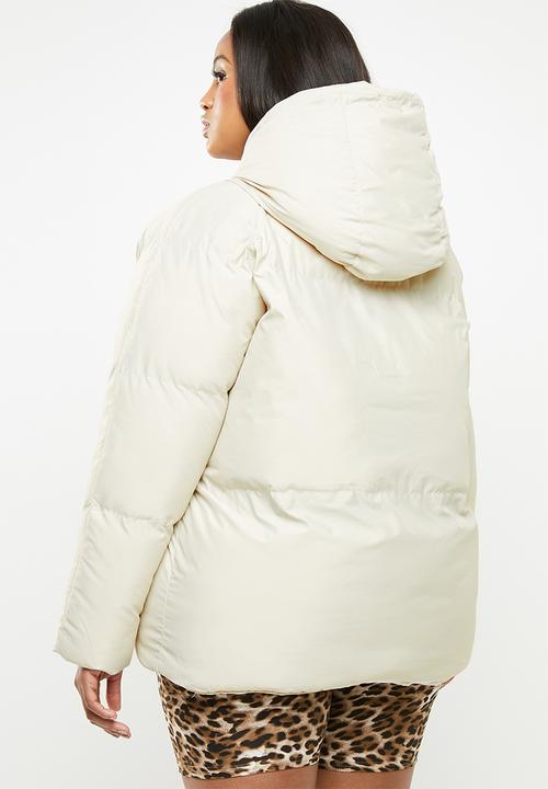 Missguided - Ultimate hooded puffer jacket - cream