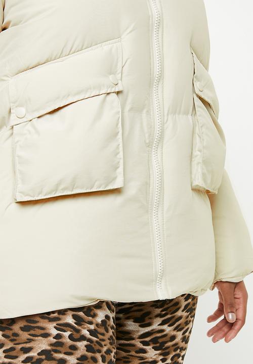 Missguided - Ultimate hooded puffer jacket - cream