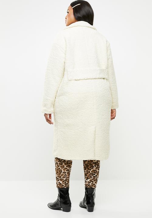 Missguided - Longline borg coat - cream
