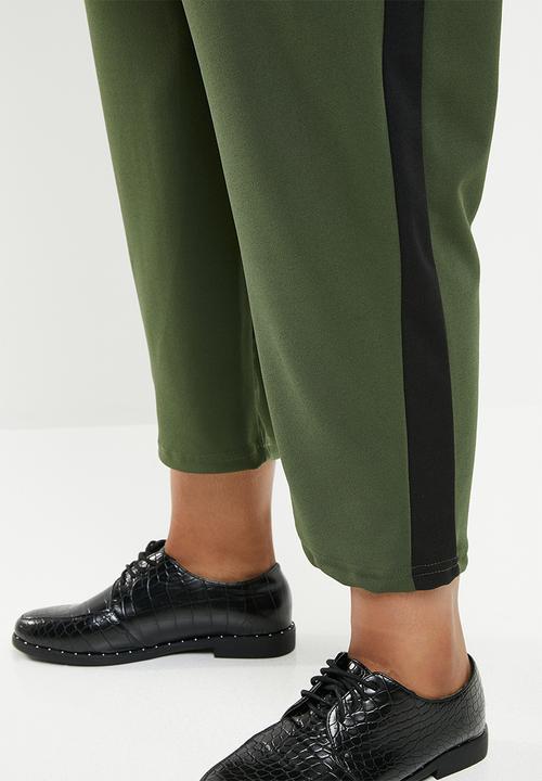Superbalist - Side stripe trouser - khaki &  black 