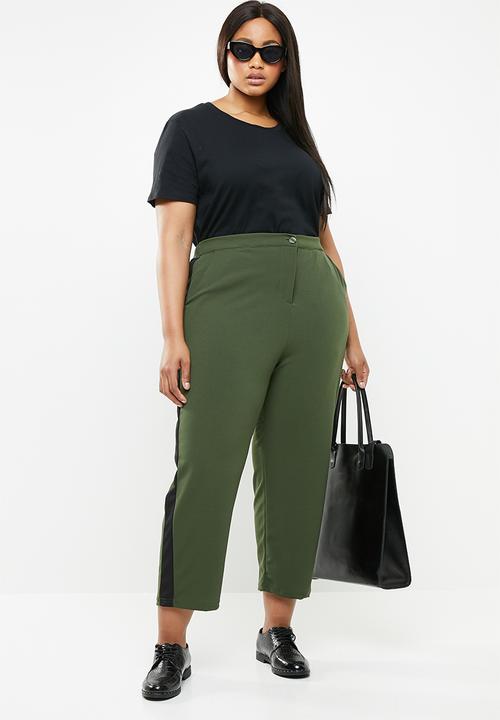 Superbalist - Side stripe trouser - khaki &  black 