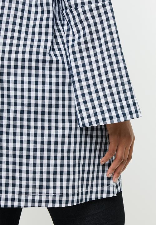 STYLE REPUBLIC PLUS - Easy fit check tunic - navy & white 