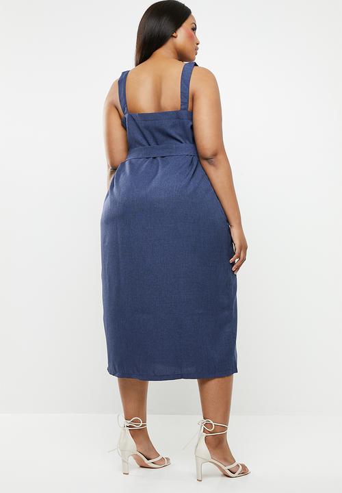 STYLE REPUBLIC PLUS - Button down linen like dress - navy
