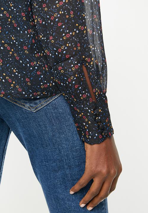 ONLY - Rachel longsleeve bow top - multi