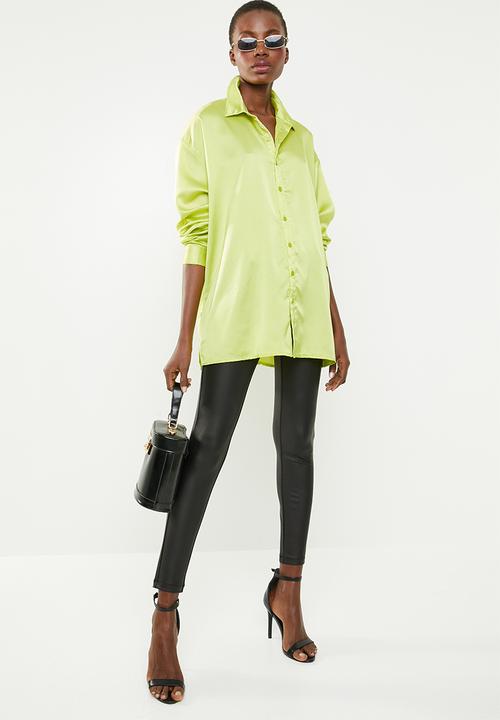 Missguided - Satin oversized shirt - green
