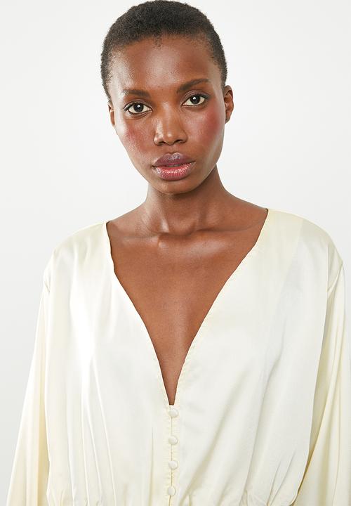 Missguided - Satin shirred top  - cream