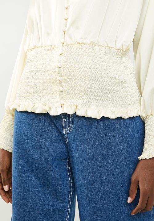 Missguided - Satin shirred top  - cream