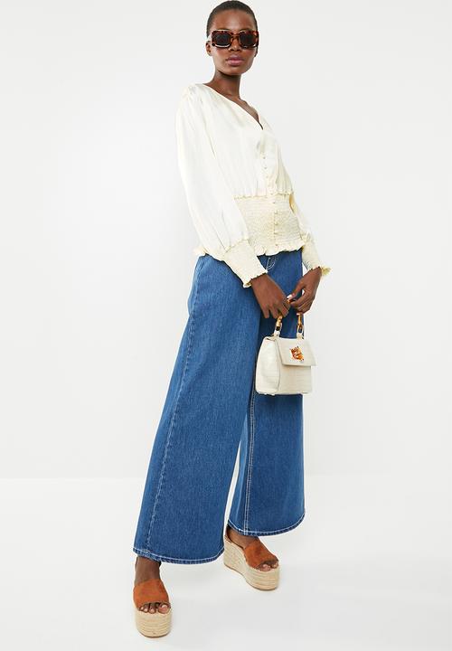 Missguided - Satin shirred top  - cream