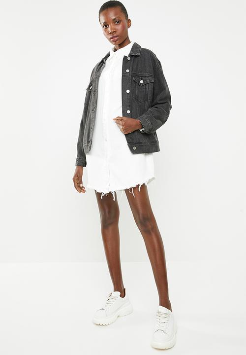 Missguided - Oversized denim shirt dress - white