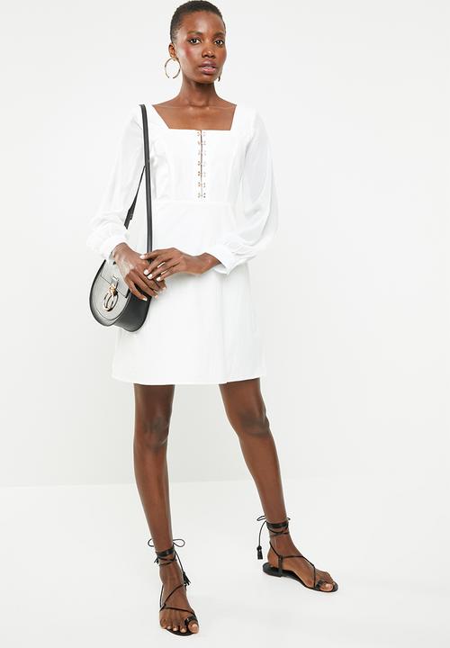 Missguided - Milkmaid hook and eye organza dress - white