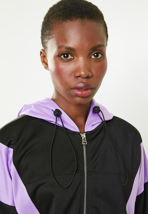 Missguided - Playboy shell suit motorcross cropped jacket - multi