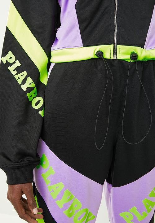 Missguided - Playboy shell suit motorcross cropped jacket - multi