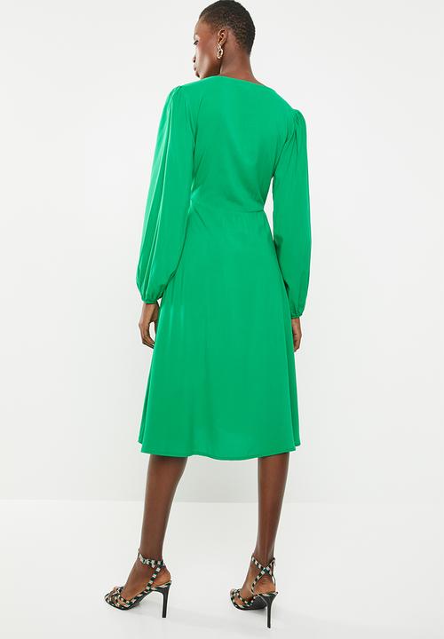 Superbalist - Mock wrap over dress - green