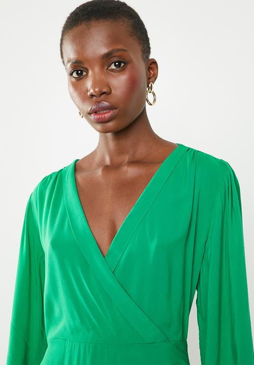 Superbalist - Mock wrap over dress - green