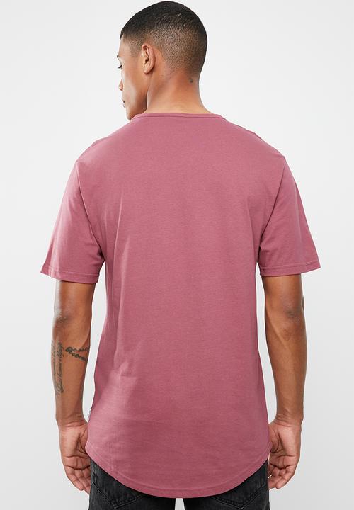 Only & Sons - Eagles short sleeve curved tee - burgundy