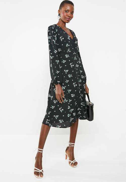 Superbalist - Mock wrap over dress - black