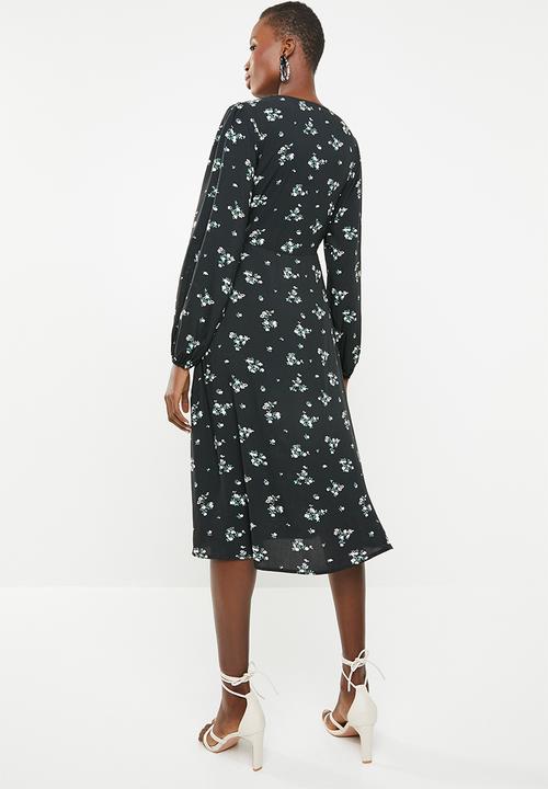 Superbalist - Mock wrap over dress - black