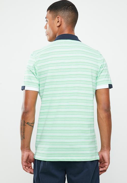Jack & Jones - Stripe short sleeve polo - green & white 