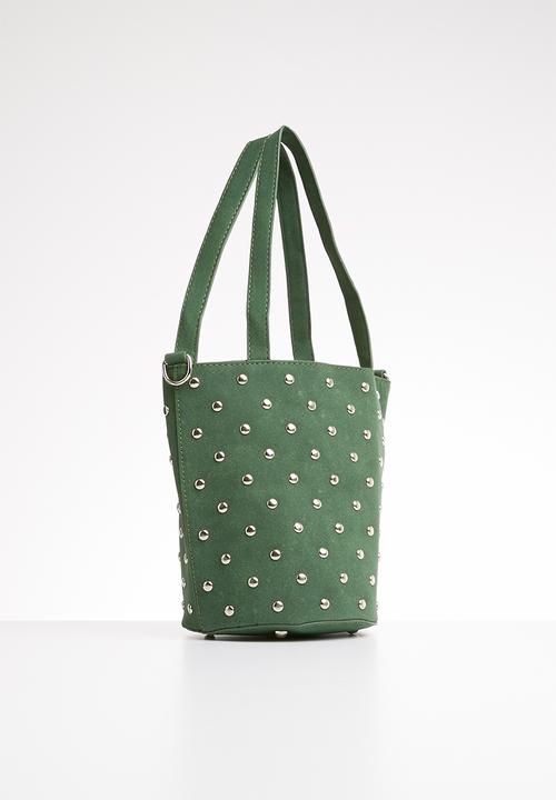 Superbalist - Round studded bucket bag - green