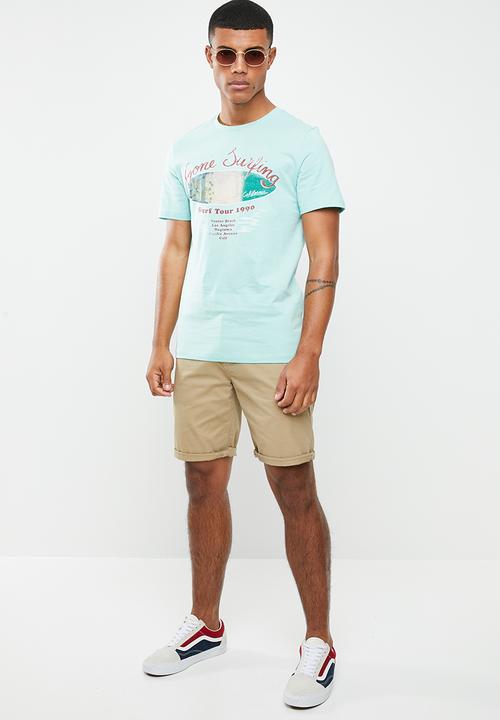 Jack & Jones - Leo short sleeve crew neck T-shirt - turquoise