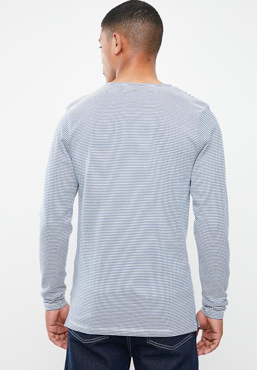 Jack & Jones - Hivaz long sleeve polo - blue & white 