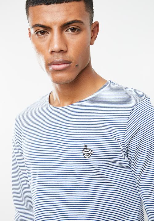 Jack & Jones - Hivaz long sleeve polo - blue & white 