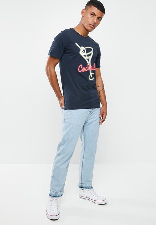 Jack & Jones - Neon-pop short sleeve tee - navy