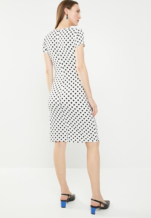 edit - Front wrap over dress - black & white 