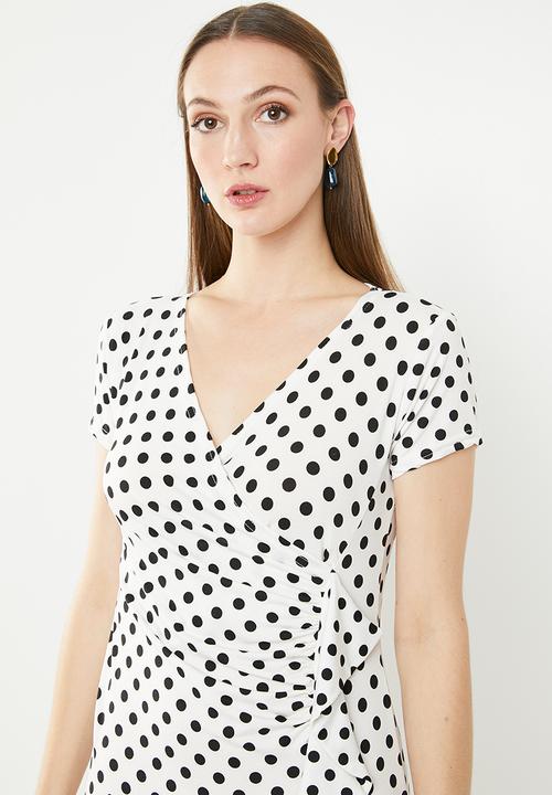 edit - Front wrap over dress - black & white 