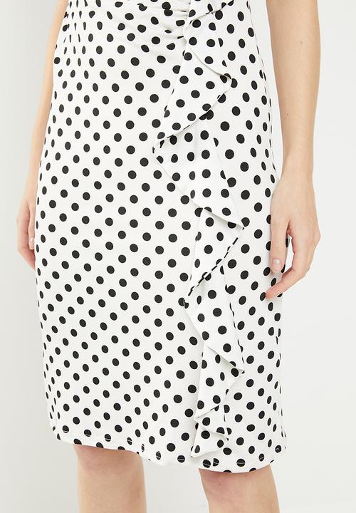 edit - Front wrap over dress - black & white 