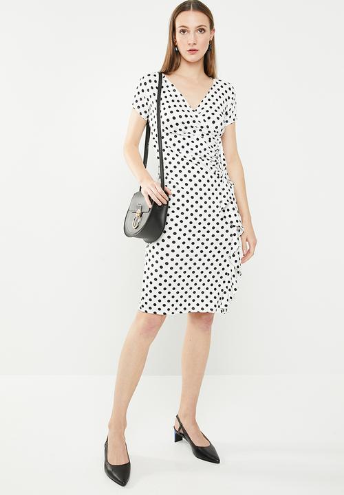edit - Front wrap over dress - black & white 