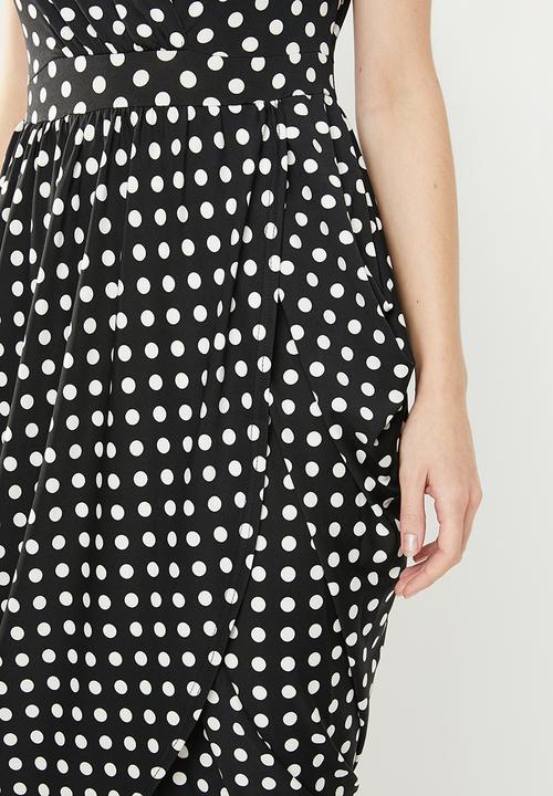 edit - Sleeveless drape dress - black